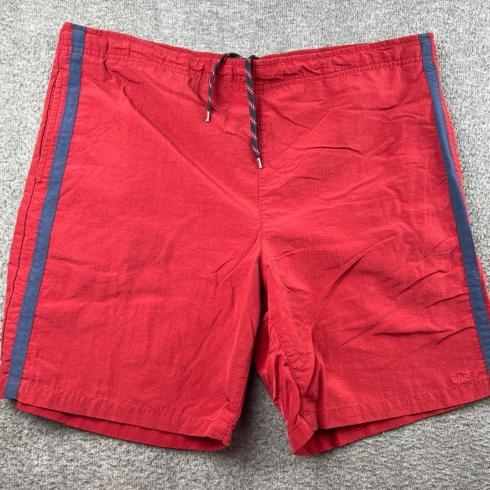 GAP Men's Swim‎ Trunks Shorts Red Blue Side Stripe Mesh Lined Size M 32-34